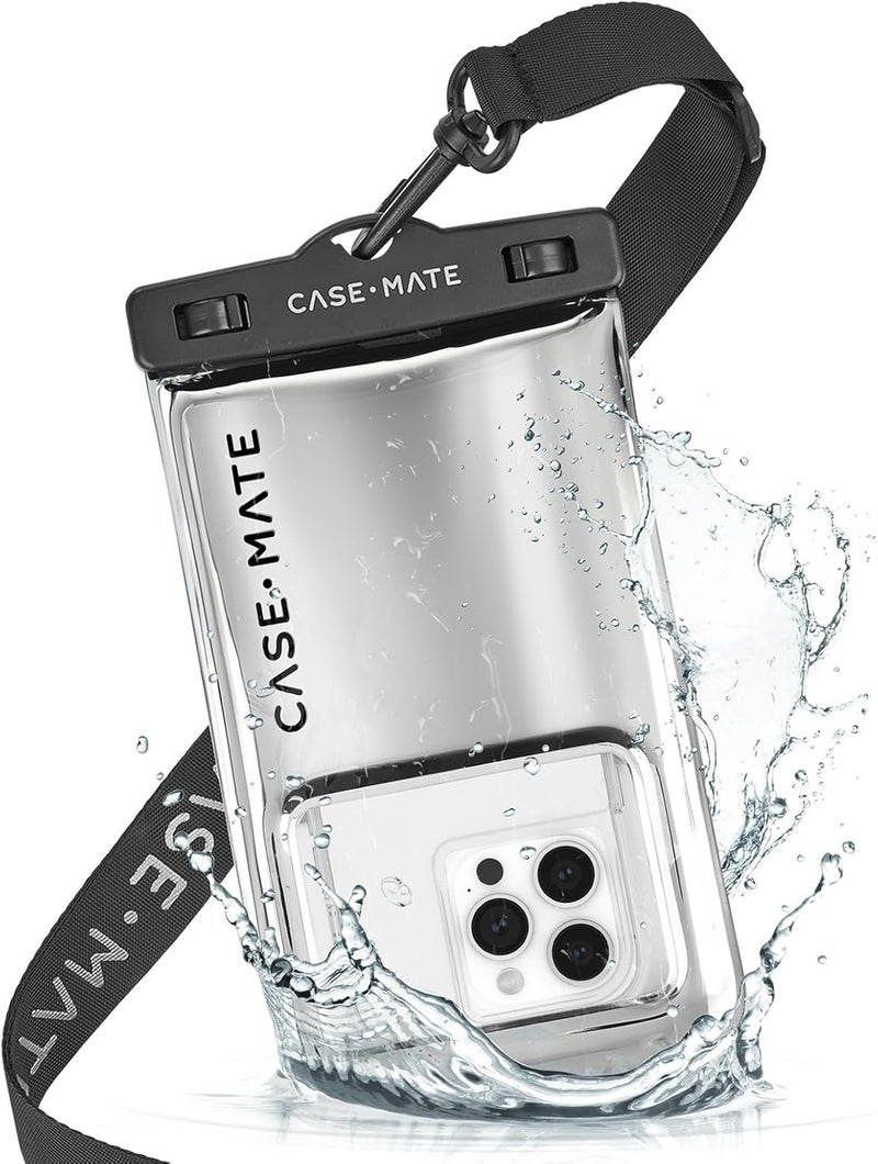 Casemate حقيبة هاتف مقاومة للماء IP68 - أساسيات السفر والشاطئ وسفينة الرحلات - حقيبة هاتف مقاومة للماء تطفو مع حزام كتف لجهاز iPhone 17 Pro Max/16 Pro Max/15/14/13/S25/S24 - كروم فضي - Image 1